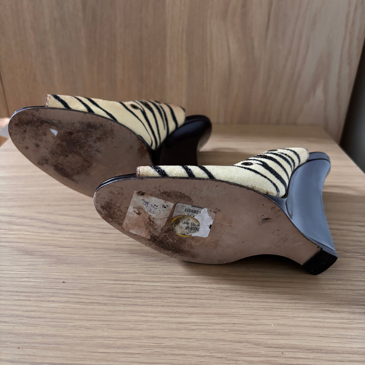 1990s Manolo Blahnik "Mania" Tiger-Print Stingray Wedge Heels