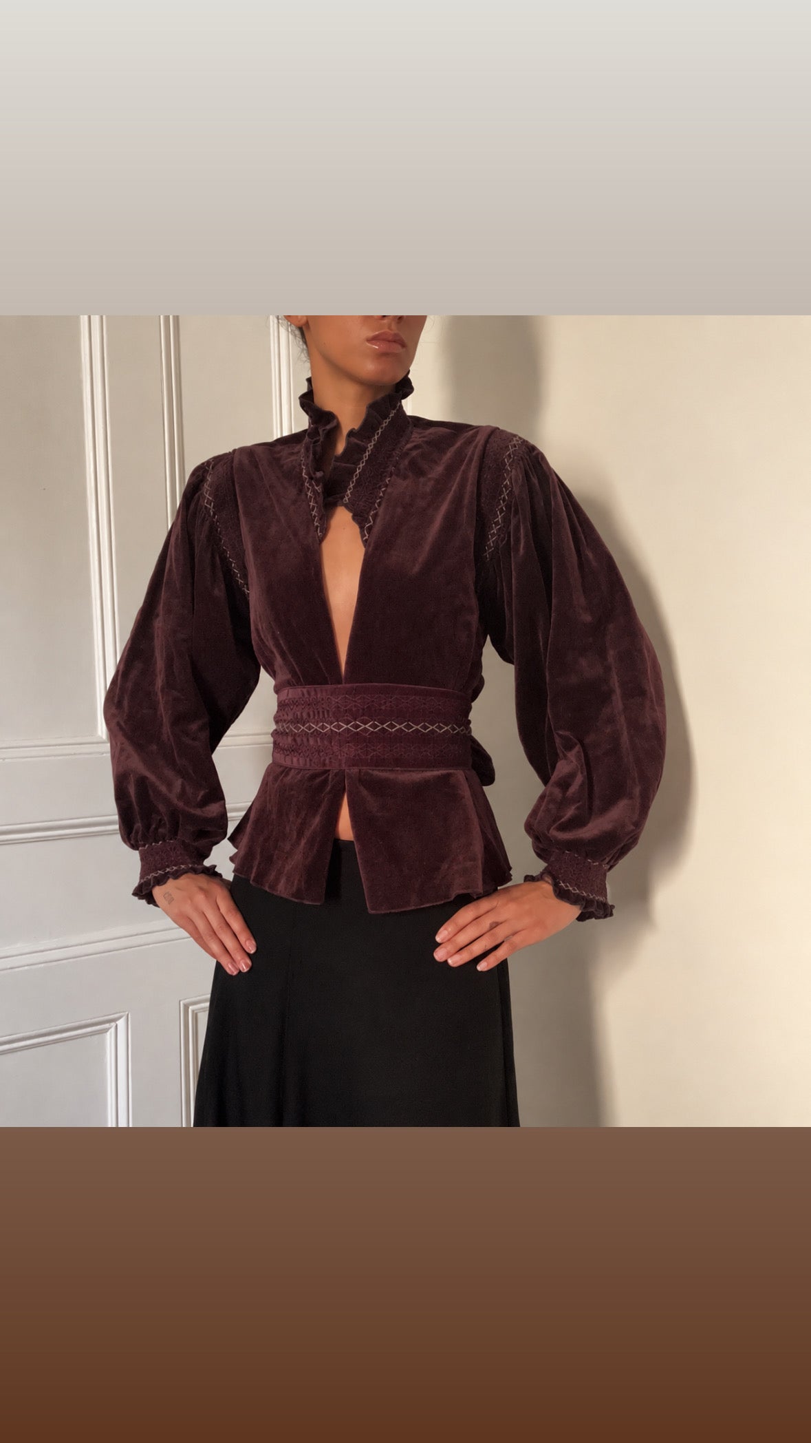 Jeanne Marc Velveteen 1970s Blouse