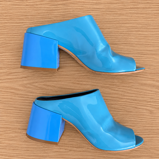 2017 MM6 Maison Margiela Patent Cube Heel Mules