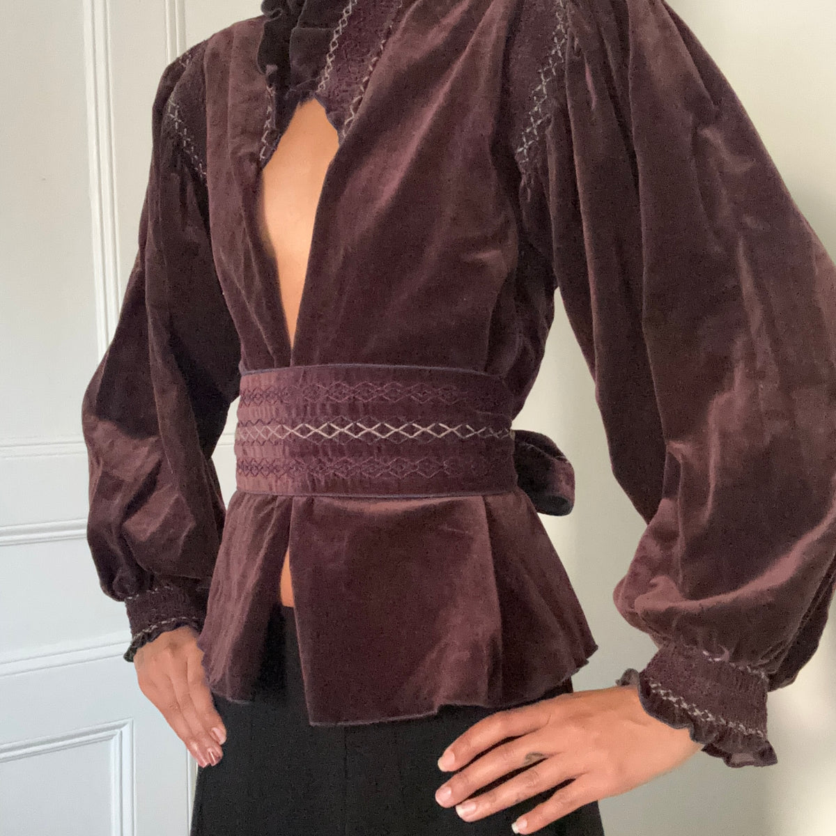 Jeanne Marc Velveteen 1970s Blouse
