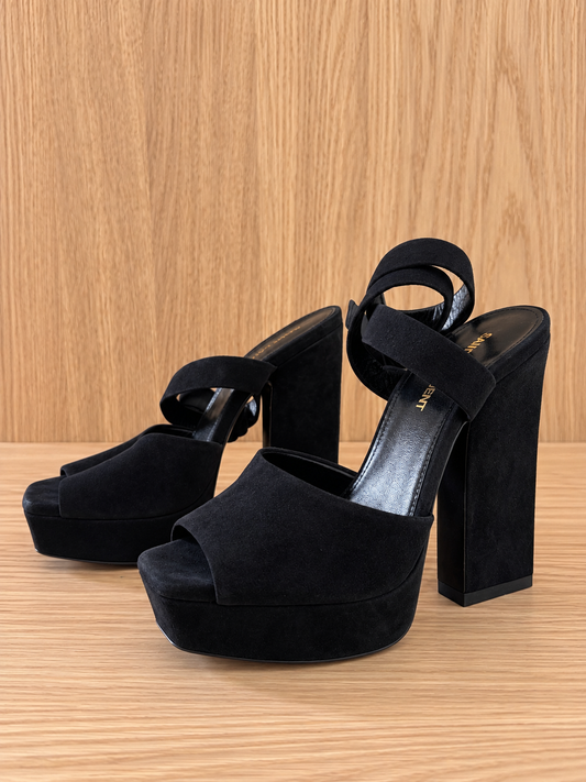 Saint Laurent Jodie Block-Heel Suede Platform
